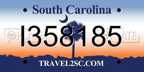 I358185 South Carolina License Plate