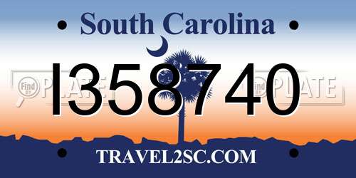 I358740 South Carolina License Plate