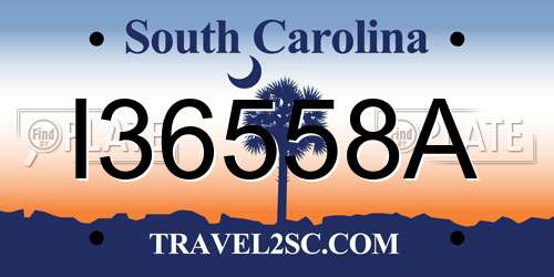 I36558A South Carolina License Plate