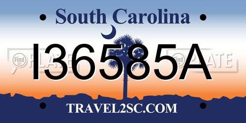 I36585A South Carolina License Plate