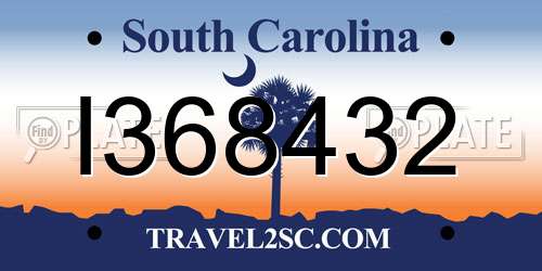 I368432 South Carolina License Plate