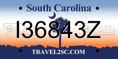 I36843Z South Carolina License Plate