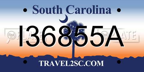 I36855A South Carolina License Plate