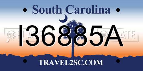 I36885A South Carolina License Plate
