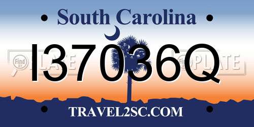I37036Q South Carolina License Plate