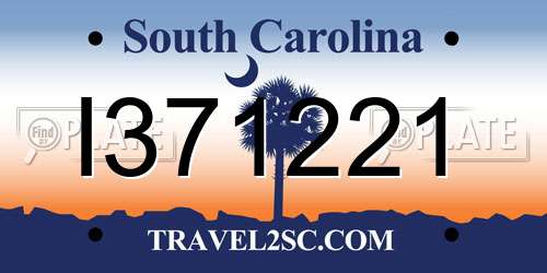 I371221 South Carolina License Plate