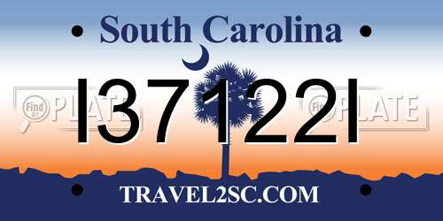 I37122I South Carolina License Plate