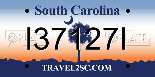 I37127I South Carolina License Plate
