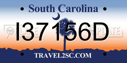 I37156D South Carolina License Plate