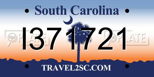 I371721 South Carolina License Plate