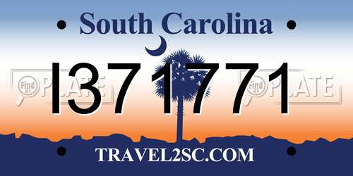 I371771 South Carolina License Plate