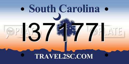 I37177I South Carolina License Plate