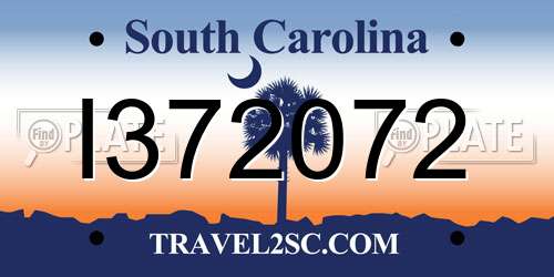 I372072 South Carolina License Plate