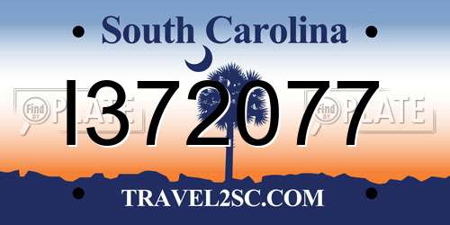 I372077 South Carolina License Plate