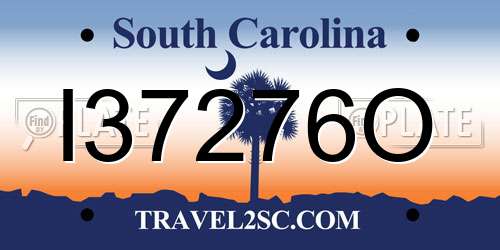 I37276O South Carolina License Plate
