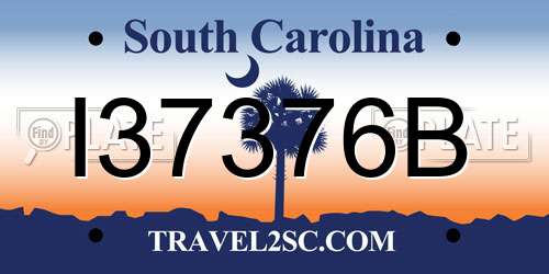 I37376B South Carolina License Plate