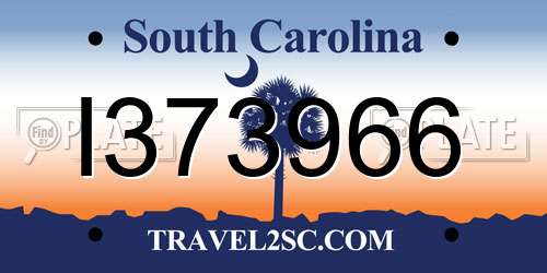 I373966 South Carolina License Plate