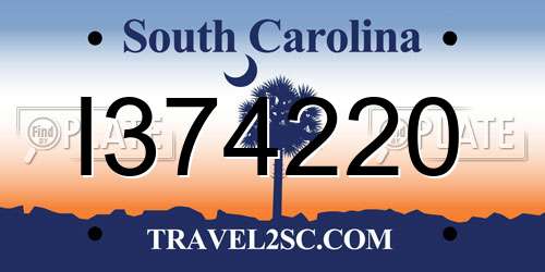 I374220 South Carolina License Plate