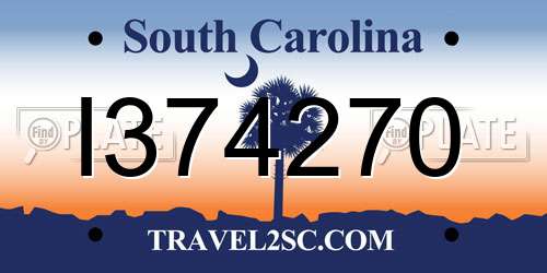 I374270 South Carolina License Plate