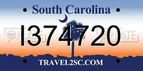 I374720 South Carolina License Plate