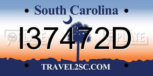 I37472D South Carolina License Plate