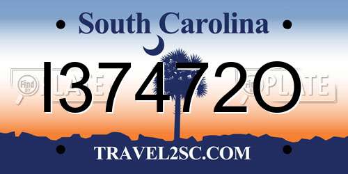 I37472O South Carolina License Plate