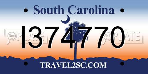 I374770 South Carolina License Plate