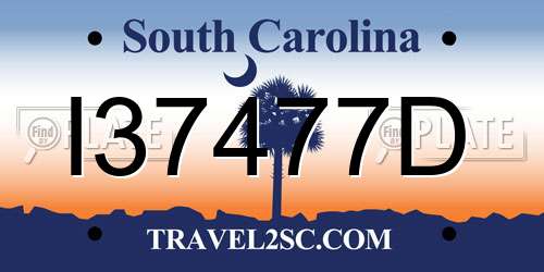 I37477D South Carolina License Plate