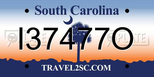 I37477O South Carolina License Plate
