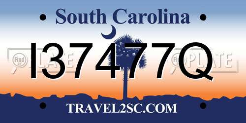 I37477Q South Carolina License Plate