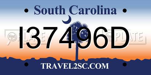 I37496D South Carolina License Plate