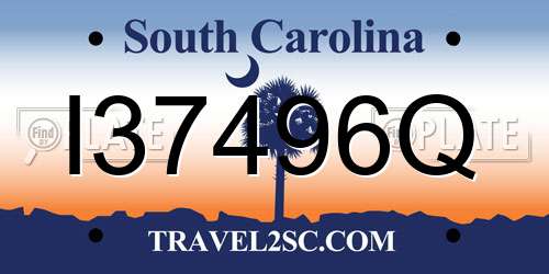 I37496Q South Carolina License Plate