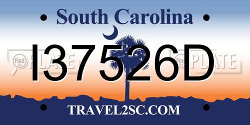 I37526D South Carolina License Plate