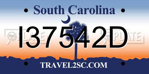I37542D South Carolina License Plate