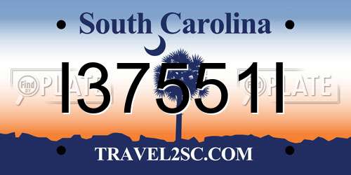 I37551I South Carolina License Plate