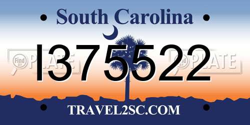 I375522 South Carolina License Plate