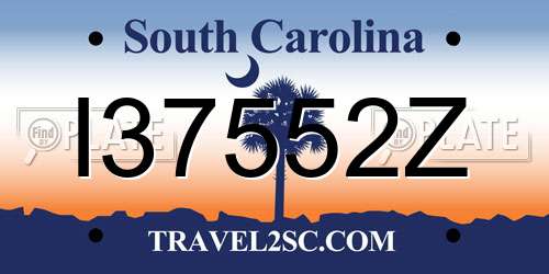 I37552Z South Carolina License Plate