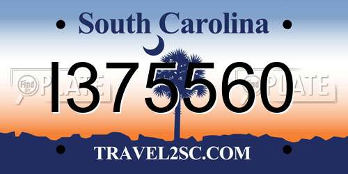 I375560 South Carolina License Plate
