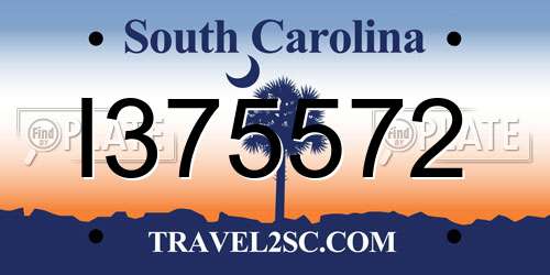 I375572 South Carolina License Plate