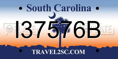 I37576B South Carolina License Plate