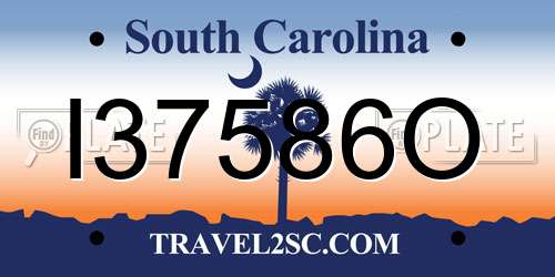 I37586O South Carolina License Plate