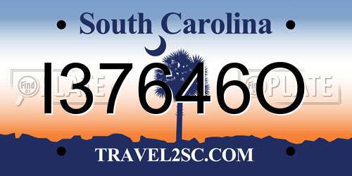 I37646O South Carolina License Plate