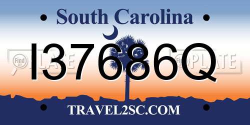 I37686Q South Carolina License Plate