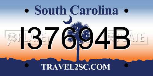 I37694B South Carolina License Plate