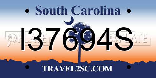 I37694S South Carolina License Plate