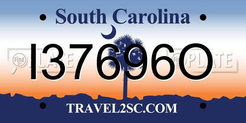 I37696O South Carolina License Plate