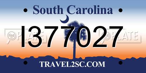 I377027 South Carolina License Plate