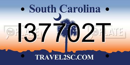 I37702T South Carolina License Plate