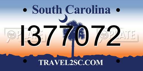 I377072 South Carolina License Plate