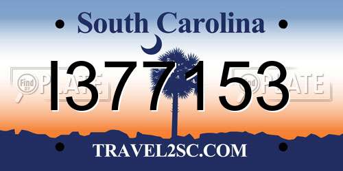 I377153 South Carolina License Plate